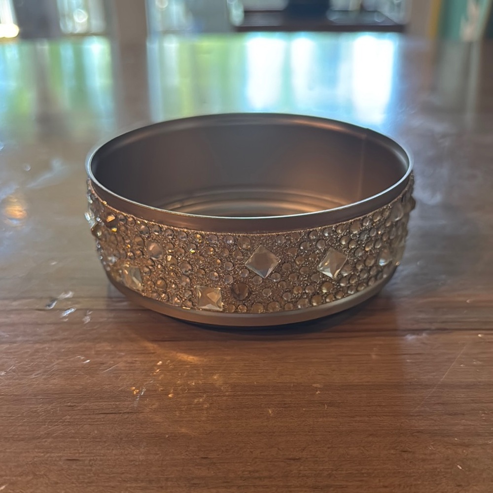 Metallic Candle Base with Rhinestones